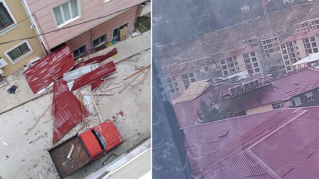 Rize'de fırtına çatıları uçurdu