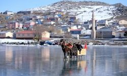 KARS - Çıldır Gölü'nde buz kalınlığı 15 santimetreye ulaştı