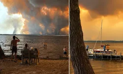 Yangın Dumanına Rağmen Denize Girdiler