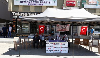 MUŞ - Çocukları PKK'lı teröristlerce kaçırılan aileler HDP önündeki eylemlerini sürdürdü