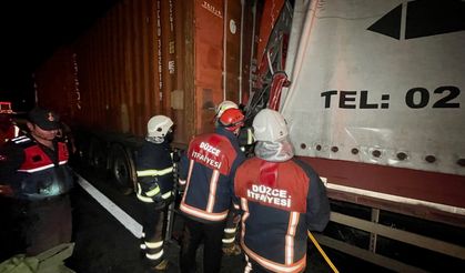 Anadolu Otoyolu'nda tır ile çarpışan kamyonun sürücüsü hayatını kaybetti