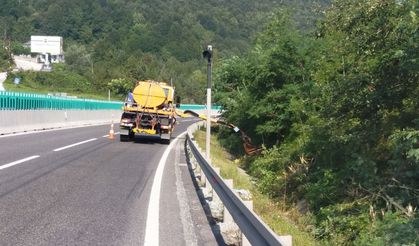 Bolu Dağı'nda sürücülerin görüş açısını engelleyen çalılar temizleniyor