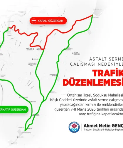 Trabzon’da Köşk Caddesi Trafiğe Kapatılıyor