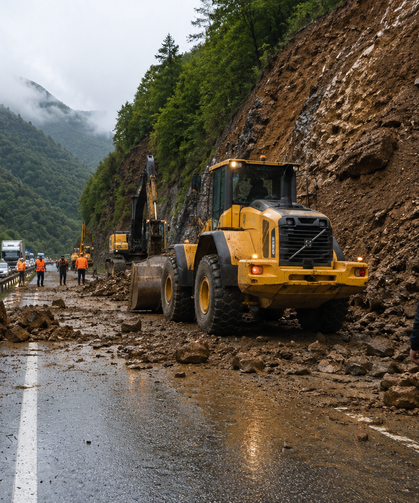 Trabzon-Bayburt Yolunda Heyelan Alarmı
