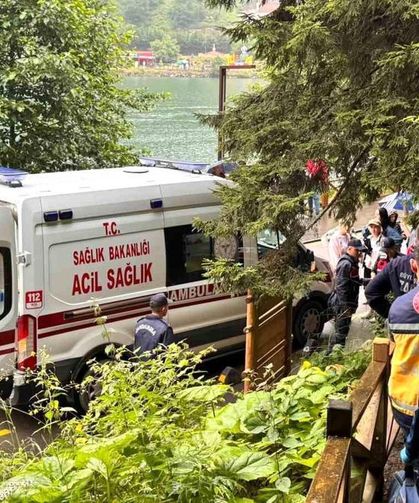 Uzungöl'de Otomobil Yamaçtan Yuvarlandı