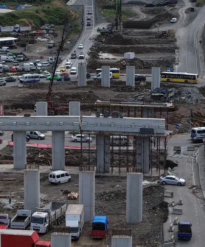 Trabzon'da Değirmendere Viyadüğü Yükseliyor