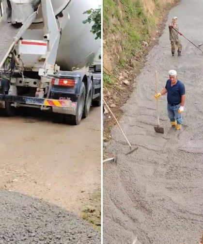 Trabzon'daki Beton Yol Çalışması Tepki Çekti