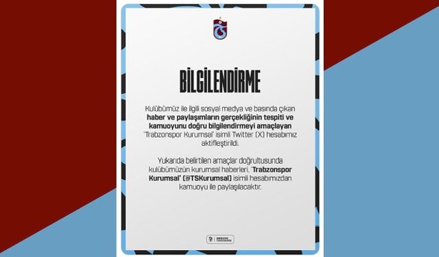 Trabzonspor Kurumsal Hesabı Açıldı