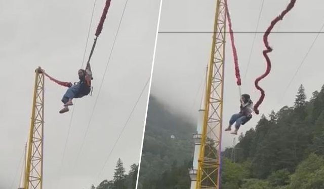 Trabzon'da korku dolu anlar! ‘İnsan sapanı’ halatı kopunca havada asılı kaldı