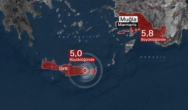Ege Denizi’nde 5.0 Büyüklüğünde Deprem! Sarsıntı Girit Adası Açıklarında Meydana Geldi