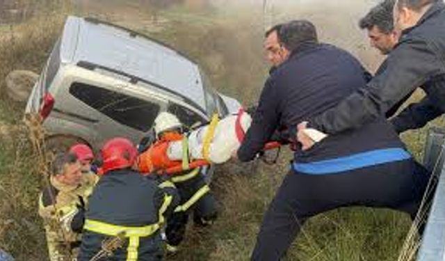 Kütahya'da Su Kanalına Uçan Araçta 2 Yaralı