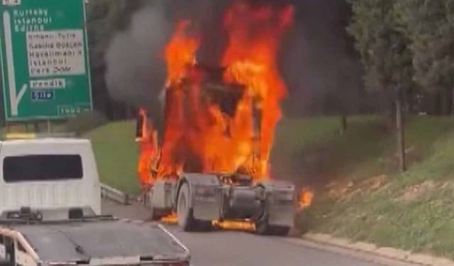 Tuzla’da Seyir Halindeki Dorsesiz Tır Alev Alev Yandı