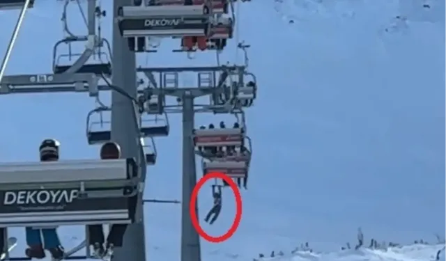 Erciyes Kayak Merkezi’nde Telesiyejde Korku Dolu Anlar