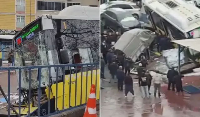 Esenler’de İETT Otobüsü Otoparka Daldı