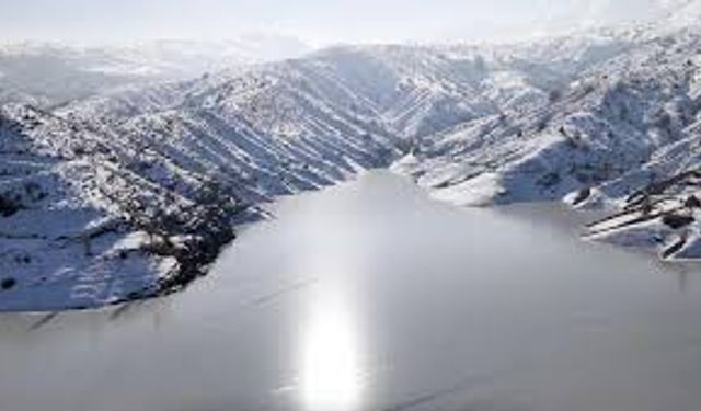 Erzincan’da Göyne Baraj Gölü Buz Tuttu