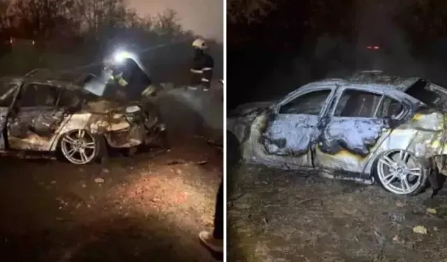 Gaziantep’te Şarampole Uçan Otomobil Alev Aldı