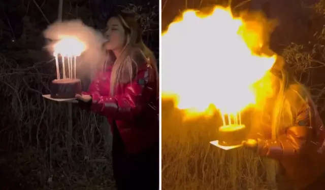 Pudra Şekeri Üflerken Alevlerin Arasında Kaldı