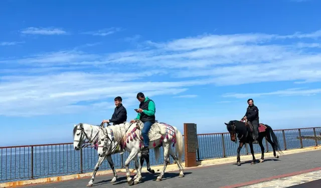 Trabzon Sahilinde Atlı Sürpriz Vatandaşları Şaşırttı