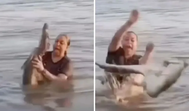 Meksika’da Kadın Timsahla Burun Buruna Geldi