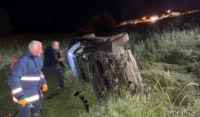 Elazığ’da Domuza Çarpan Otomobil Şarampole Devrildi