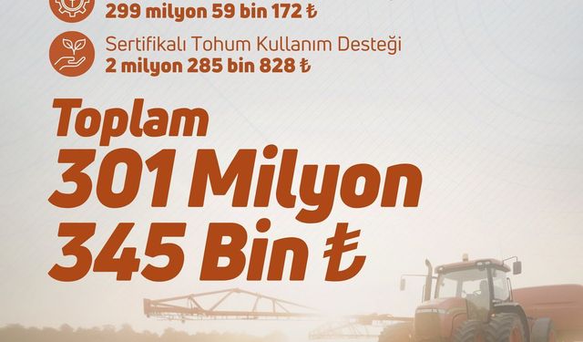 Çiftçilere 301 Milyon TL Destek Ödemesi