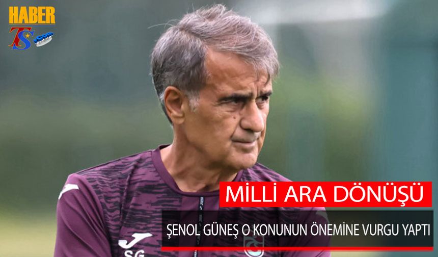 Şenol Güneş Milli Ara Dönüşü Konunun Önemine Vurgu Yaptı