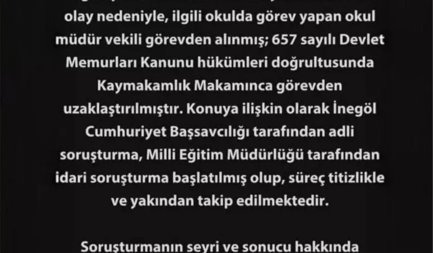 İnegöl’de Öğrenciyi Yere Savuran Öğretmen Görevden Alındı