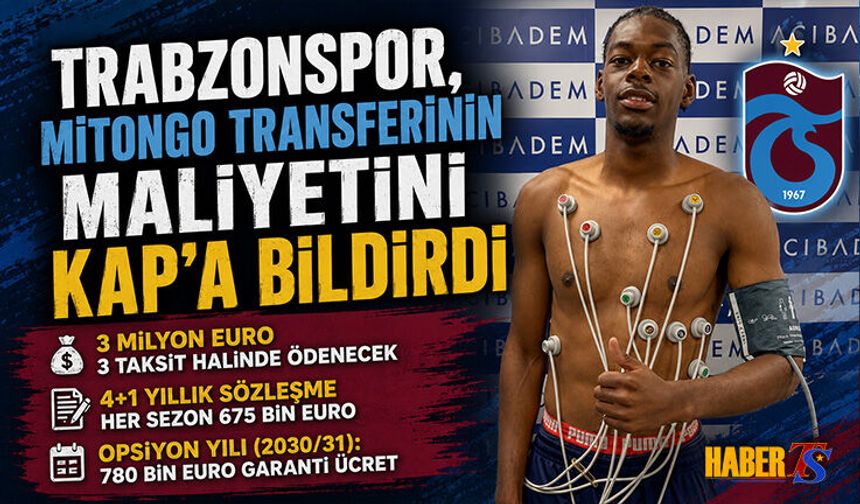 Trabzonspor Mitongo Transferini KAP’a Bildirdi
