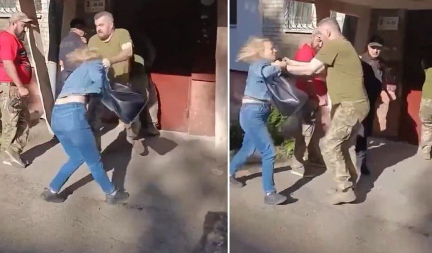 Lviv'de TCC Görevlileri İle Kadın Arasında Arbede