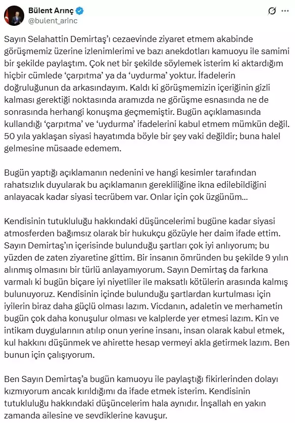 Bu Sefer De Bulent Arinc Demirtas I Yalanladi 19274986 4566 M