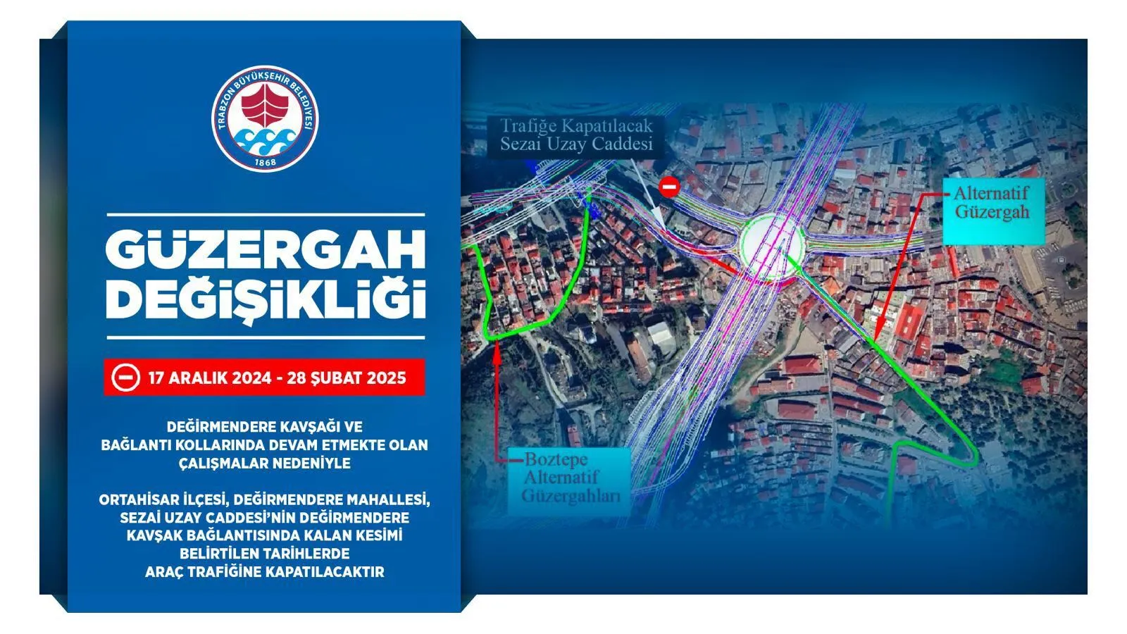 Degirmendere Kavsagi Trafige Kapaniyor Calismalar Subat 2025E Kadar Surecek