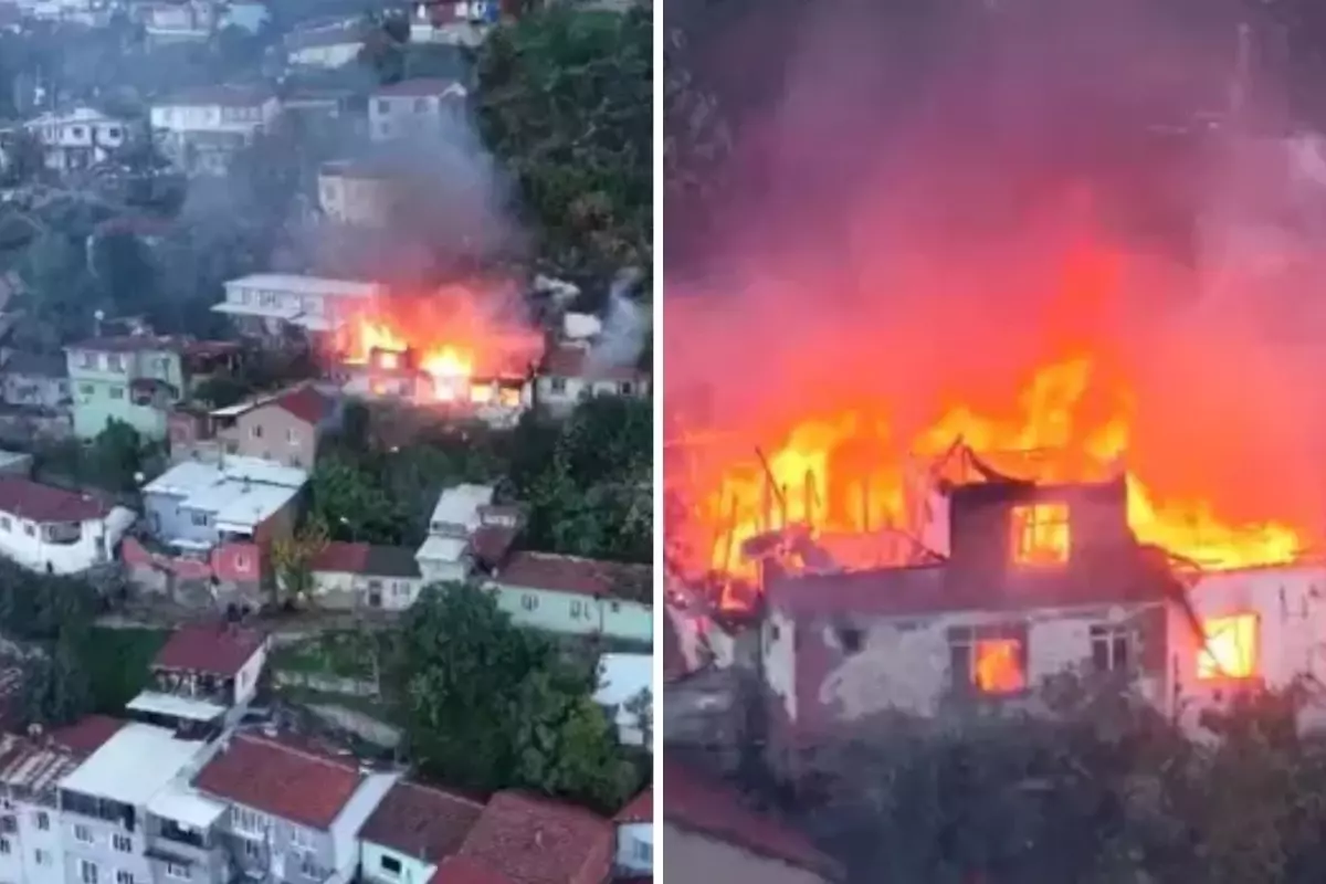 Evler Alev Topuna Dondu Korkutan Yangin Dronla 19262861 643 Amp
