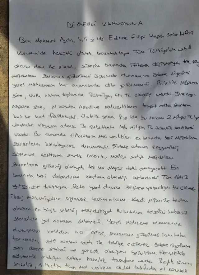 Mehmet Aydin Cezaevinden Mektup Gonderdi 19270362 1511 M