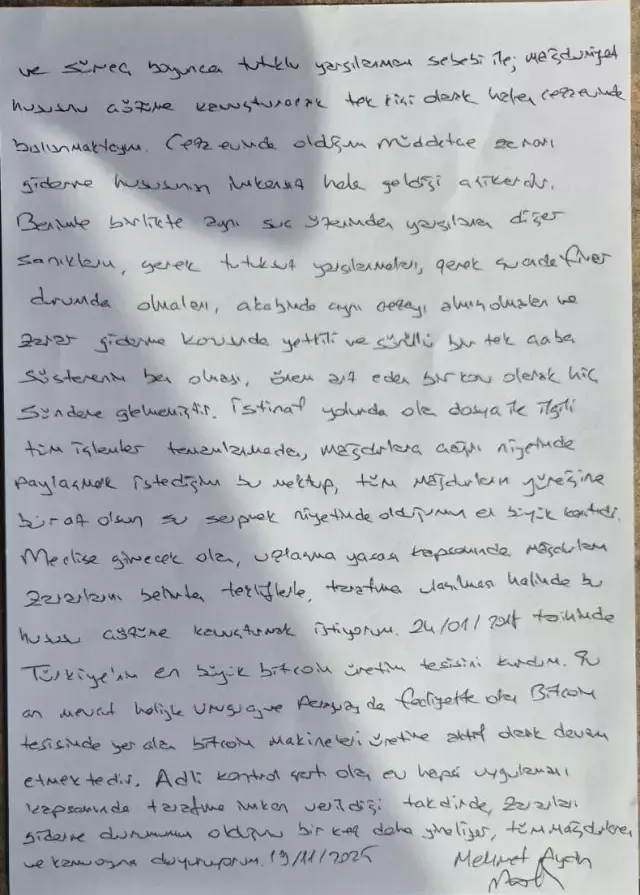 Mehmet Aydin Cezaevinden Mektup Gonderdi 19270362 289 M