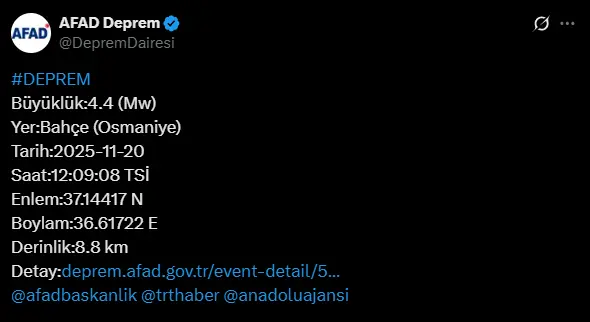 Osmaniye De 4 4 Siddetinde Deprem 19272711 9718 M