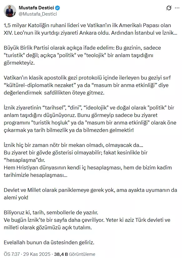 Papa Nin Turkiye Ziyareti Kriz Cikardi Mhp Nin 19307310 6378 M