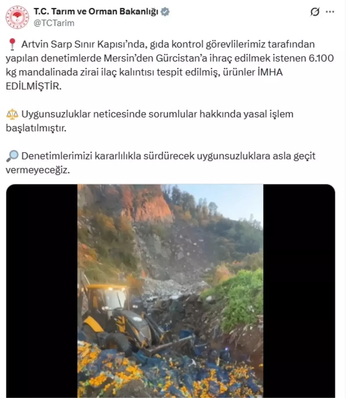 Sarp Sinir Kapisi Nda 6 Ton Mandalina Imha Ed 19277015 Amp