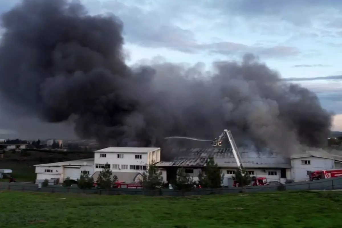 Kaucuk Fabrikasinda Yangin Dumanlar Gokyuzunu 19328813 2503 Amp