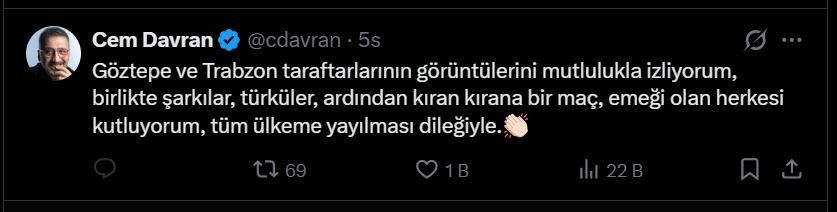 Nlu Oyuncu Cem Davran Trabzonspor Ve Goztepeye Hayran Kaldi 1