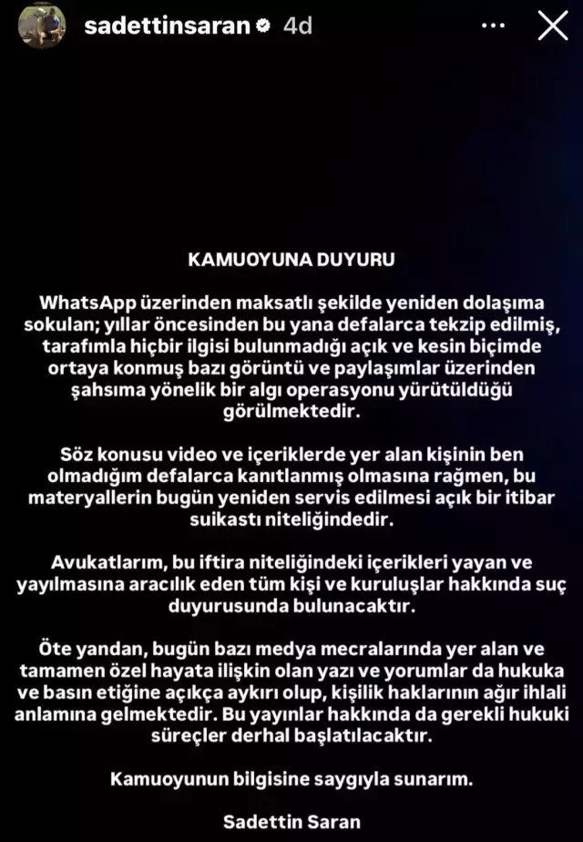 Sadettin Saran Dan Gundemdeki Iddialara Iliskin 19380907 314 M