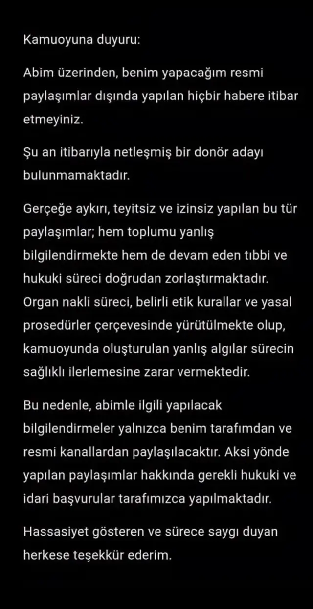 Ufuk Ozkan A Donor Bulundu Iddialarina Kardesi 19491355 6198 M