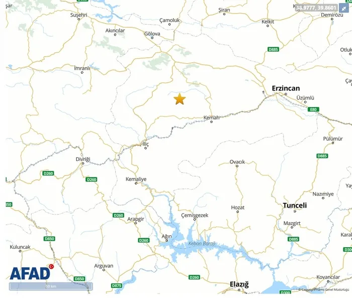 0X0 Afad Duyurdu Erzincanda 41 Buyuklugunde Deprem 1770760681274