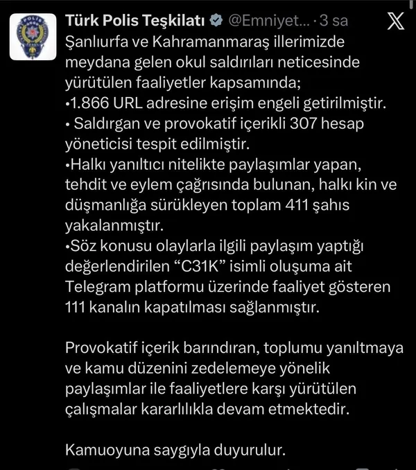 0X0 Okula Saldiri Paylasimi Yapan Suphelinin Evinde Hucum Yelegi Cikti Telegramda 111 Kanal Kapatildi 1776438362259