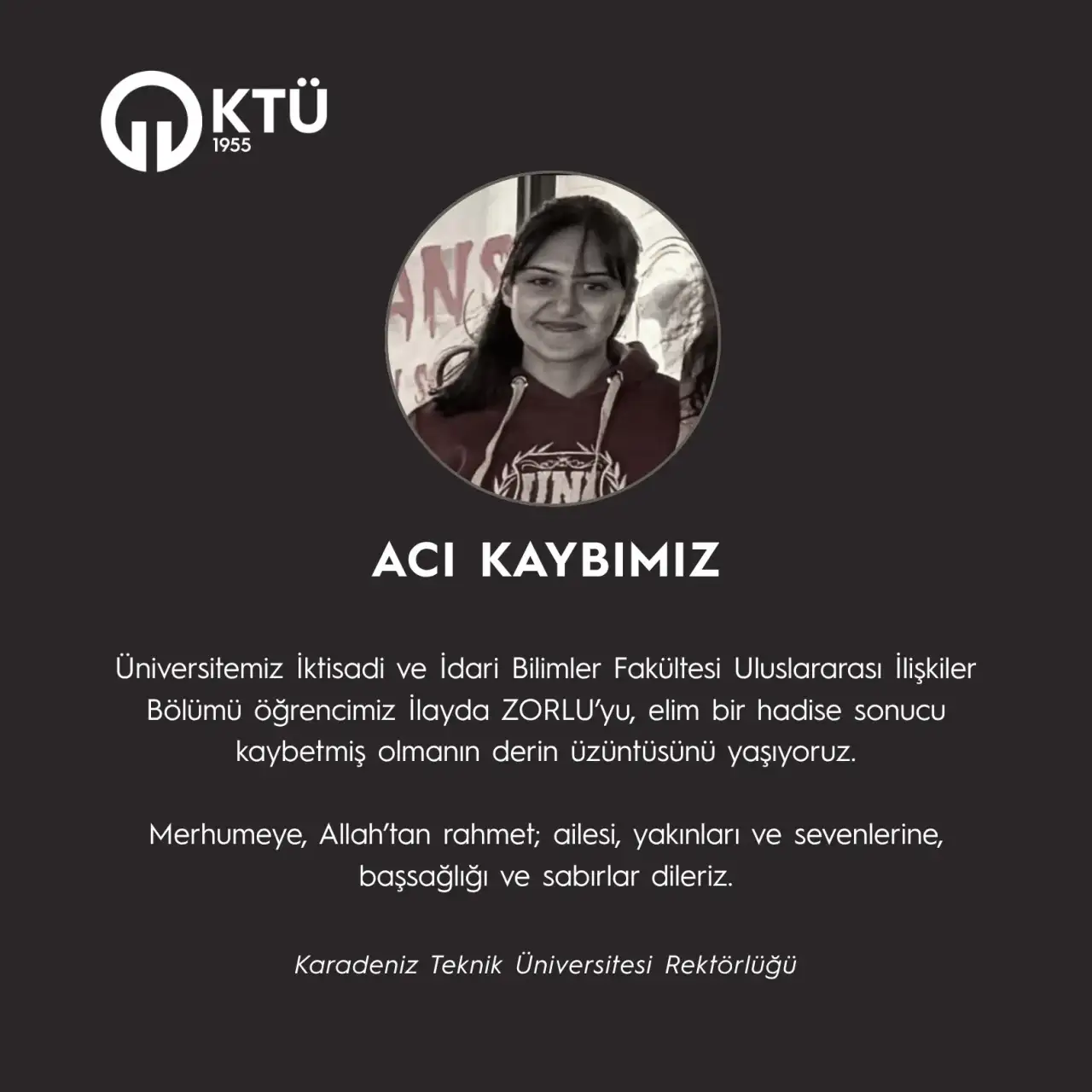 Ktu Ogrencisi Hayatini Kaybetti Universite Duyurdu