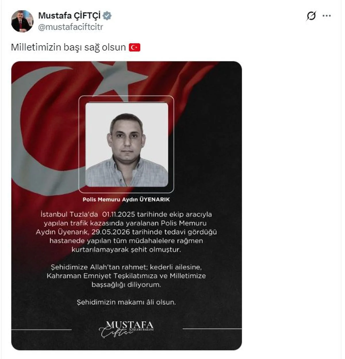 Bakan Ciftci Kazada Yaralanan Polis Memuru Se 19891676 Amp