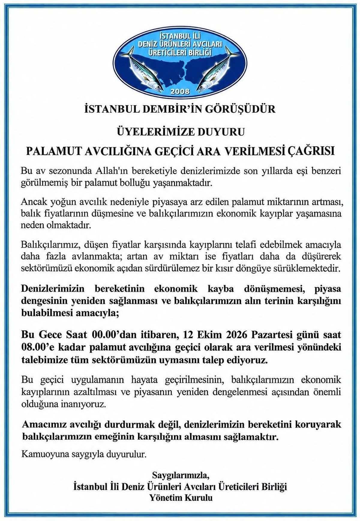 Palamut Yasağı Istanbul