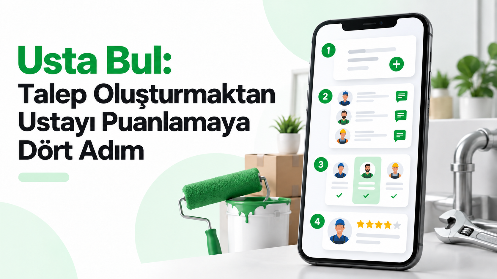 Usta Bul: Talep Oluşturmaktan Ustayı Puanlamaya Dört Adım